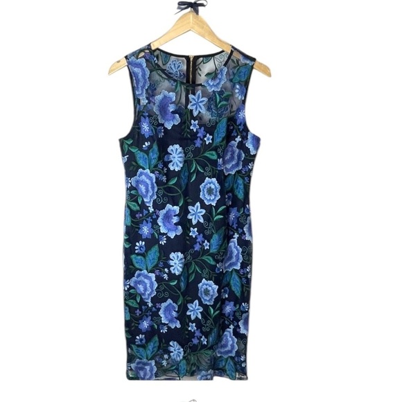 Women's Calvin Klein Floral Embroidered Floral Foliage Dress 12 Wedding Event - Picture 3 of 16